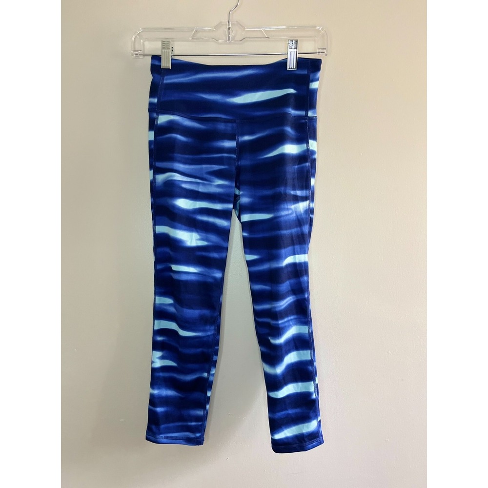 Athleta Blue Multicolor Wavy Print Capri Leggings Womens XS Activewear